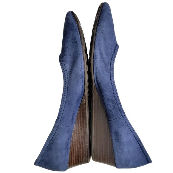 Cole Haan Leather Wedge Shoes Women 8.5 Blue Suede Loafer Slip On Cushioned 39 - Picture 11 of 16
